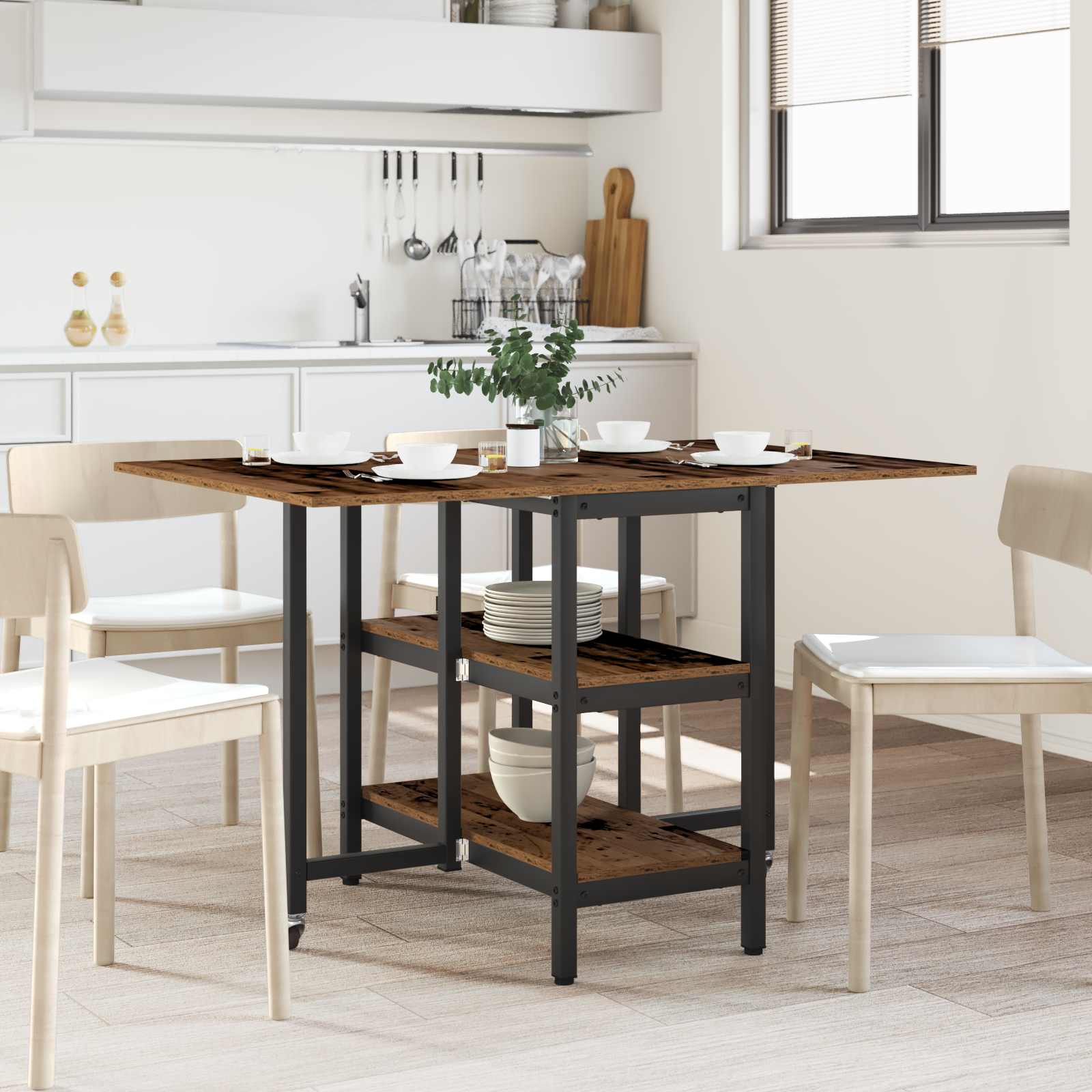 vidaXL Masă de dining 122 x 80 x 76,5 cm Lemn prelucrat Lemn vechi