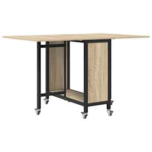 vidaXL Kokkupandav s&ouml;&ouml;gilaud ratastega 130 x 80 x 76,5 cm teras PB