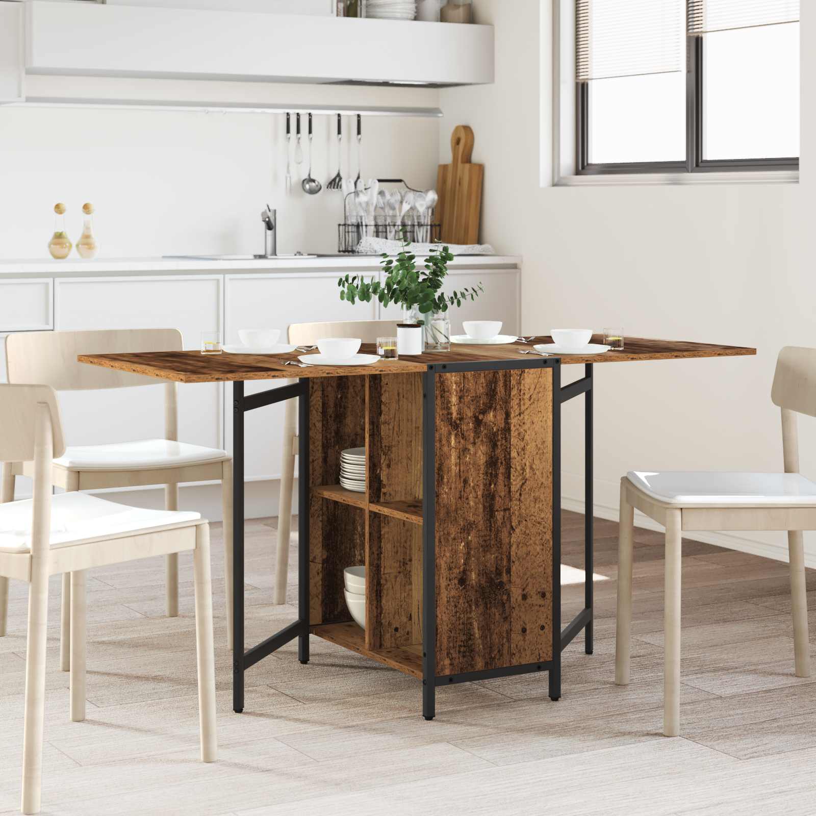 vidaXL Masă de dining 144 x 60 x 75 cm Lemn prelucrat Lemn vechi