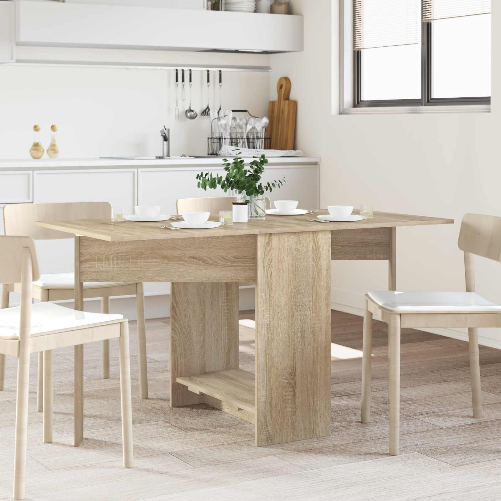 vidaXL Masă de dining 138 x 70 x 73,5 cm Lemn prelucrat Stejar Sonoma