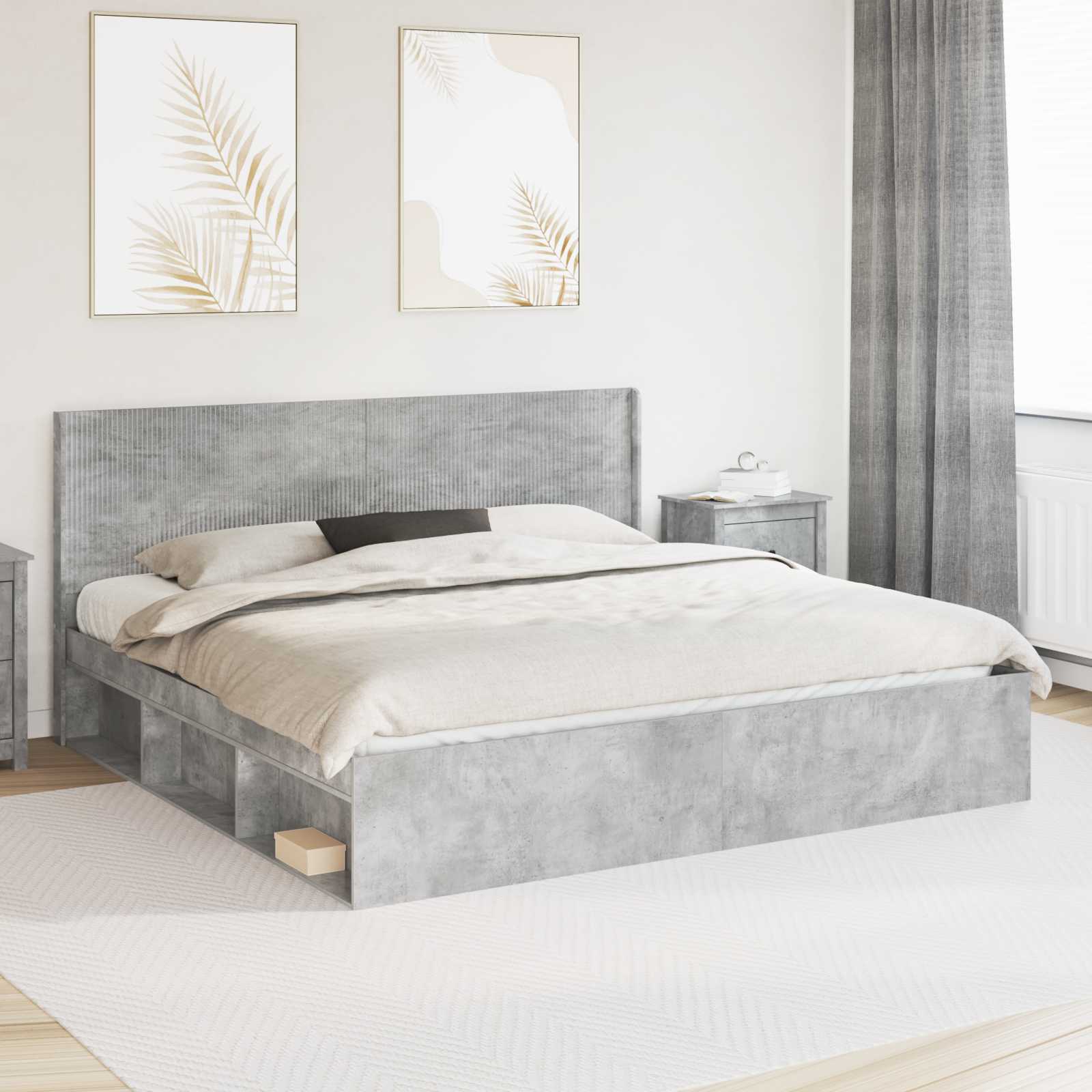 vidaXL Tăblie cap Gri Beton Lemn prelucrat