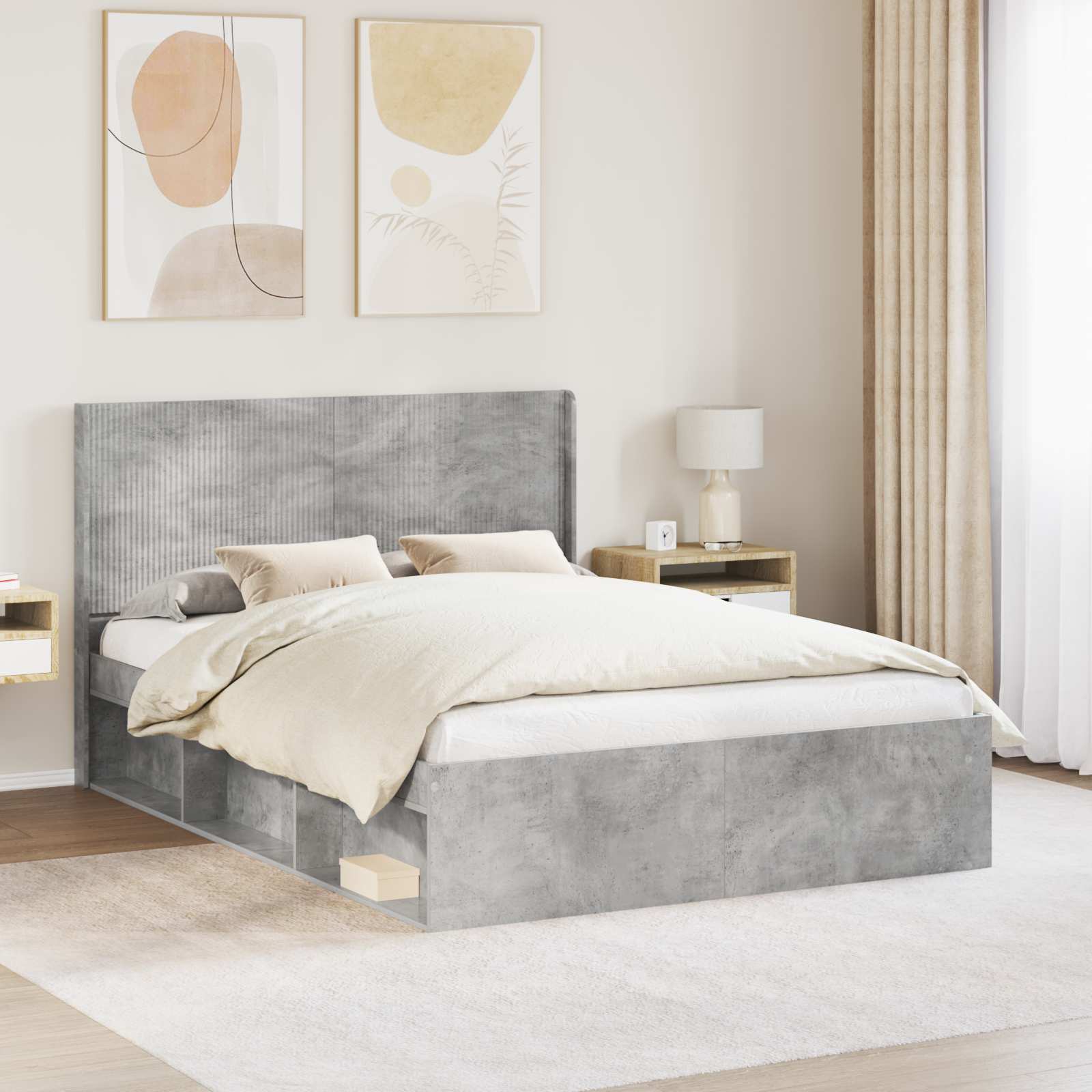 vidaXL Tăblie cap Gri Beton Lemn prelucrat