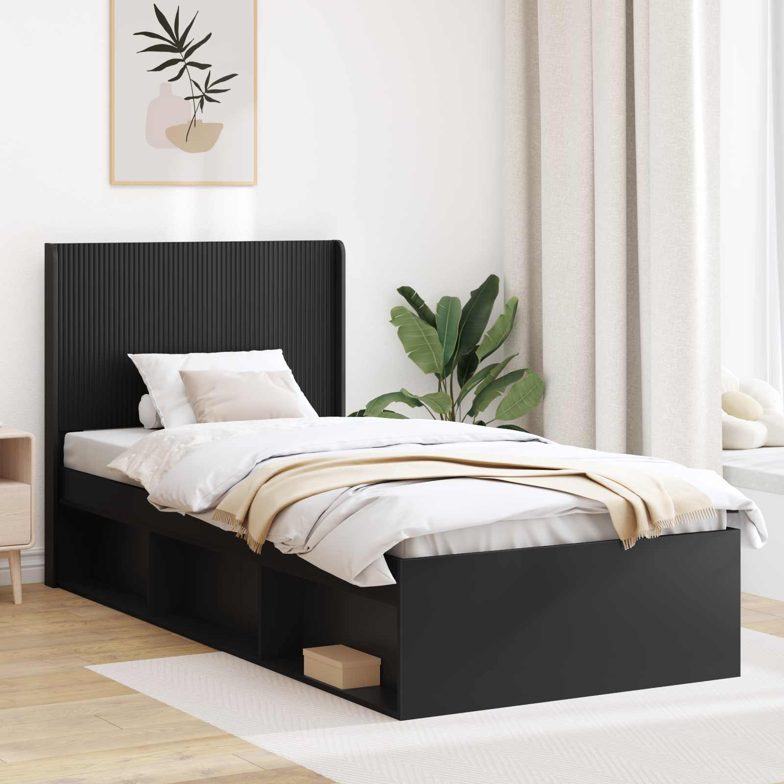 vidaXL Tăblie cap Negru Lemn prelucrat