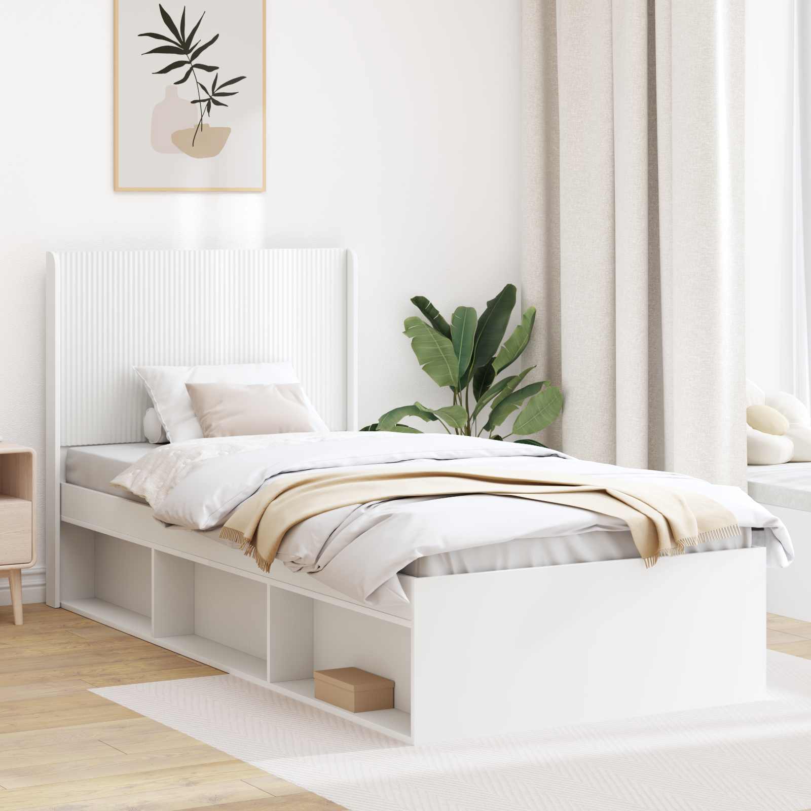 vidaXL Tăblie cap Alb Lemn prelucrat