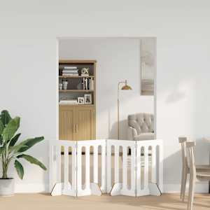 Zložljiva ograda za hišne ljubljenčke 4 pcs Bela