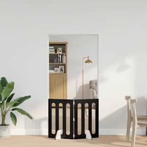 Zložljiva ograda za hišne ljubljenčke 2 pcs Črni Hrast