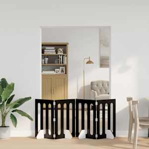 Zložljiva ograda za hišne ljubljenčke 4 pcs Črni Hrast