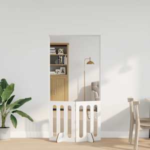 Zložljiva ograda za hišne ljubljenčke 2 pcs Visok Sijaj Bel