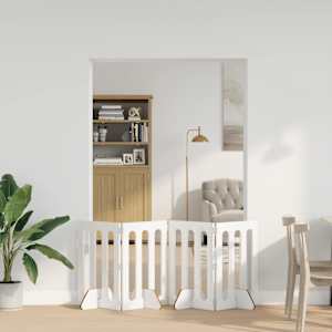 Zložljiva ograda za hišne ljubljenčke 4 pcs Visok Sijaj Bel