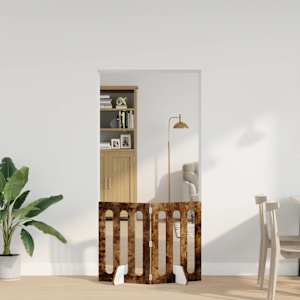 Zložljiva ograda za hišne ljubljenčke 2 pcs Dimljeni Hrast