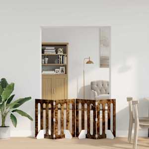 Zložljiva ograda za hišne ljubljenčke 4 pcs Dimljeni Hrast