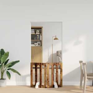 Zložljiva ograda za hišne ljubljenčke 2 pcs Hrastovina