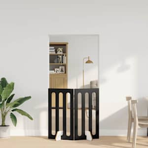 Zložljiva ograda za hišne ljubljenčke 2 pcs Črni Hrast