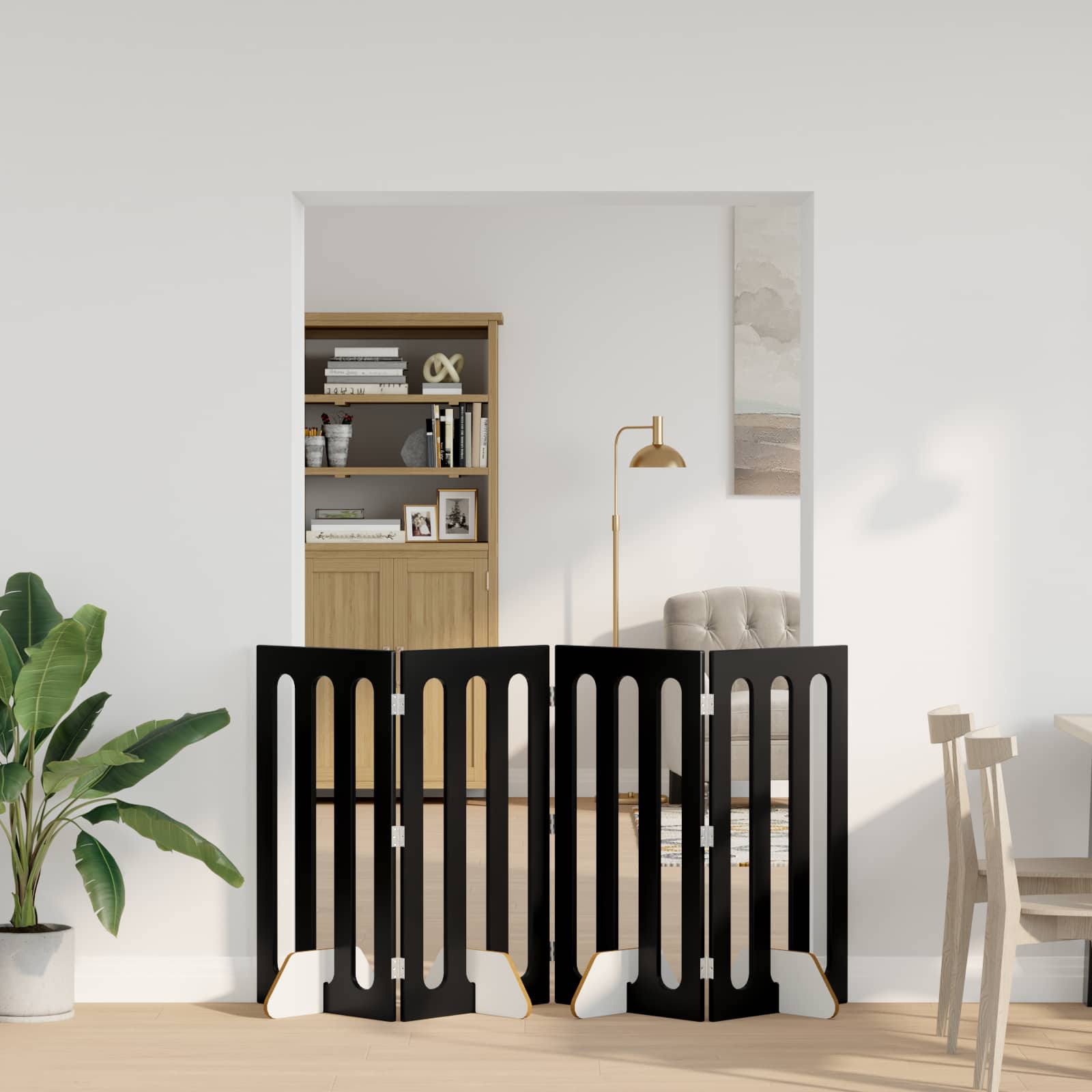 vidaXL Țarc pliabil pentru animale de companie 4 pcs Stejar Negru