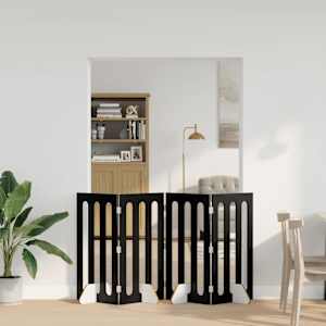 Zložljiva ograda za hišne ljubljenčke 4 pcs Črni Hrast