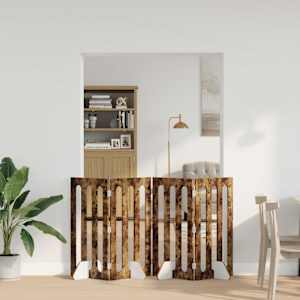 Zložljiva ograda za hišne ljubljenčke 4 pcs Dimljeni Hrast