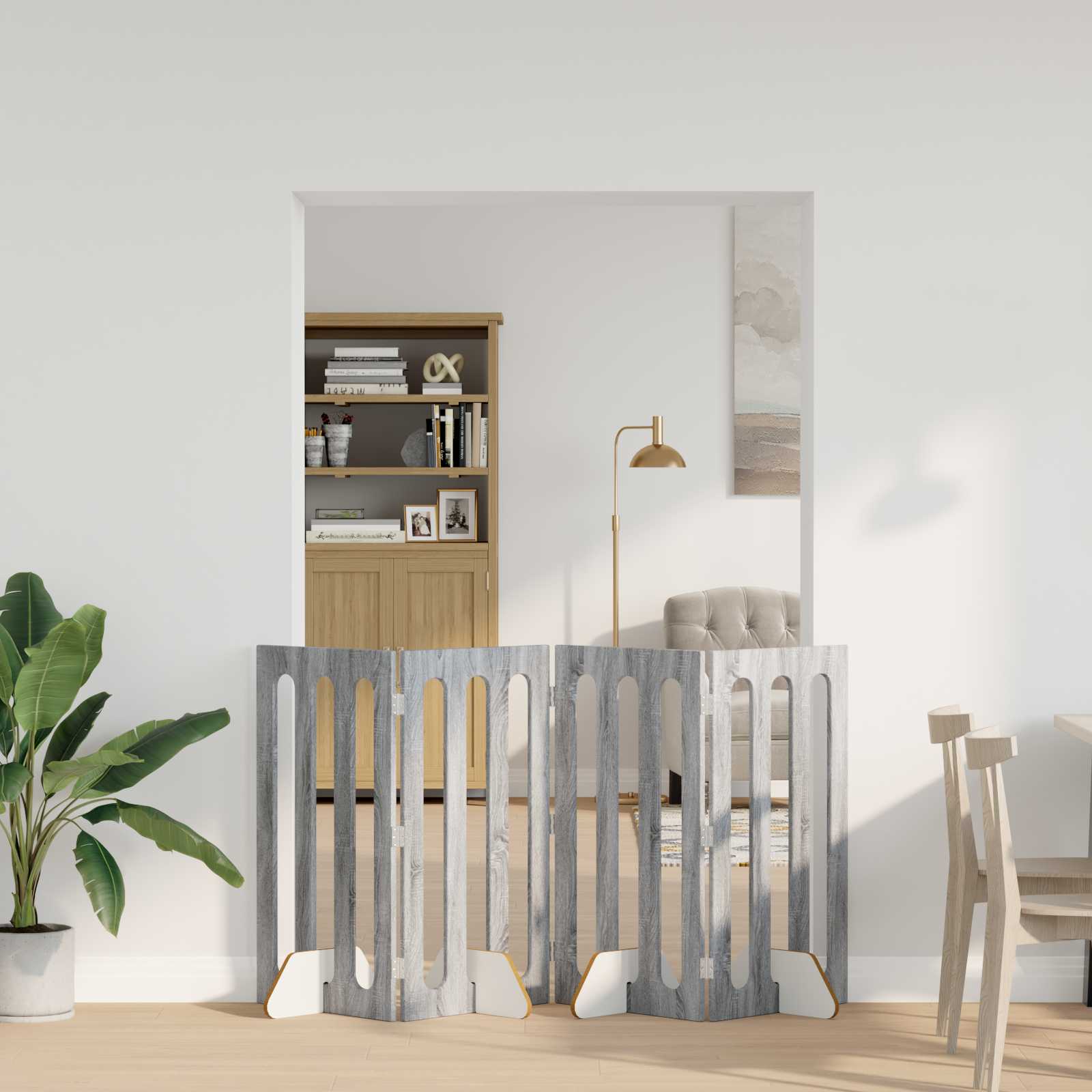 vidaXL Țarc pliabil pentru animale de companie 4 pcs Sonoma gri