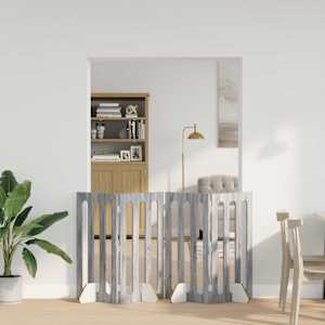 Zložljiva ograda za hišne ljubljenčke 4 pcs Siva Sonoma