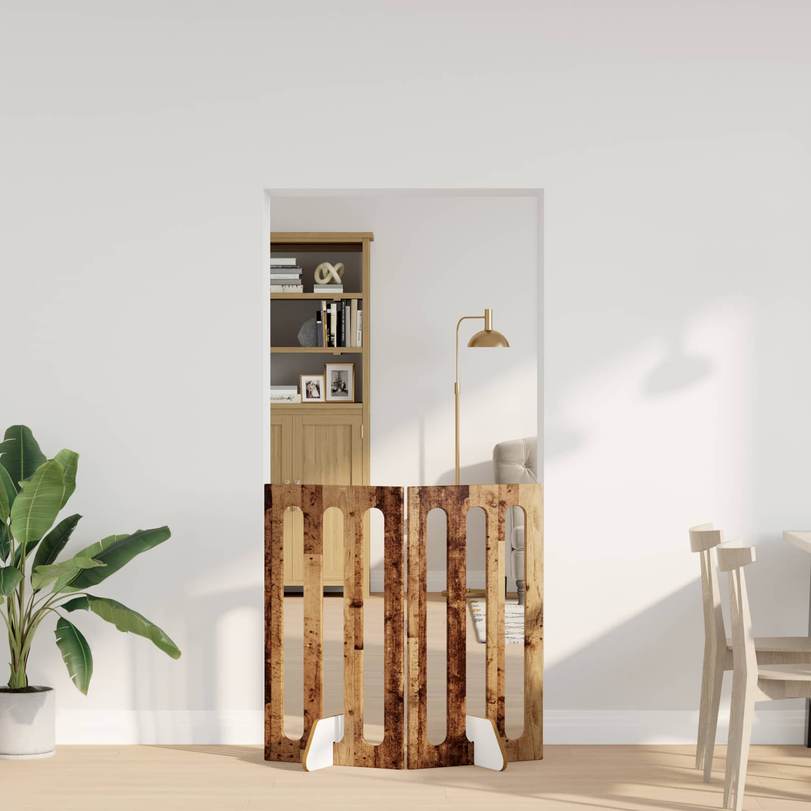 vidaXL Țarc pliabil pentru animale de companie 2 pcs Lemn de stejar