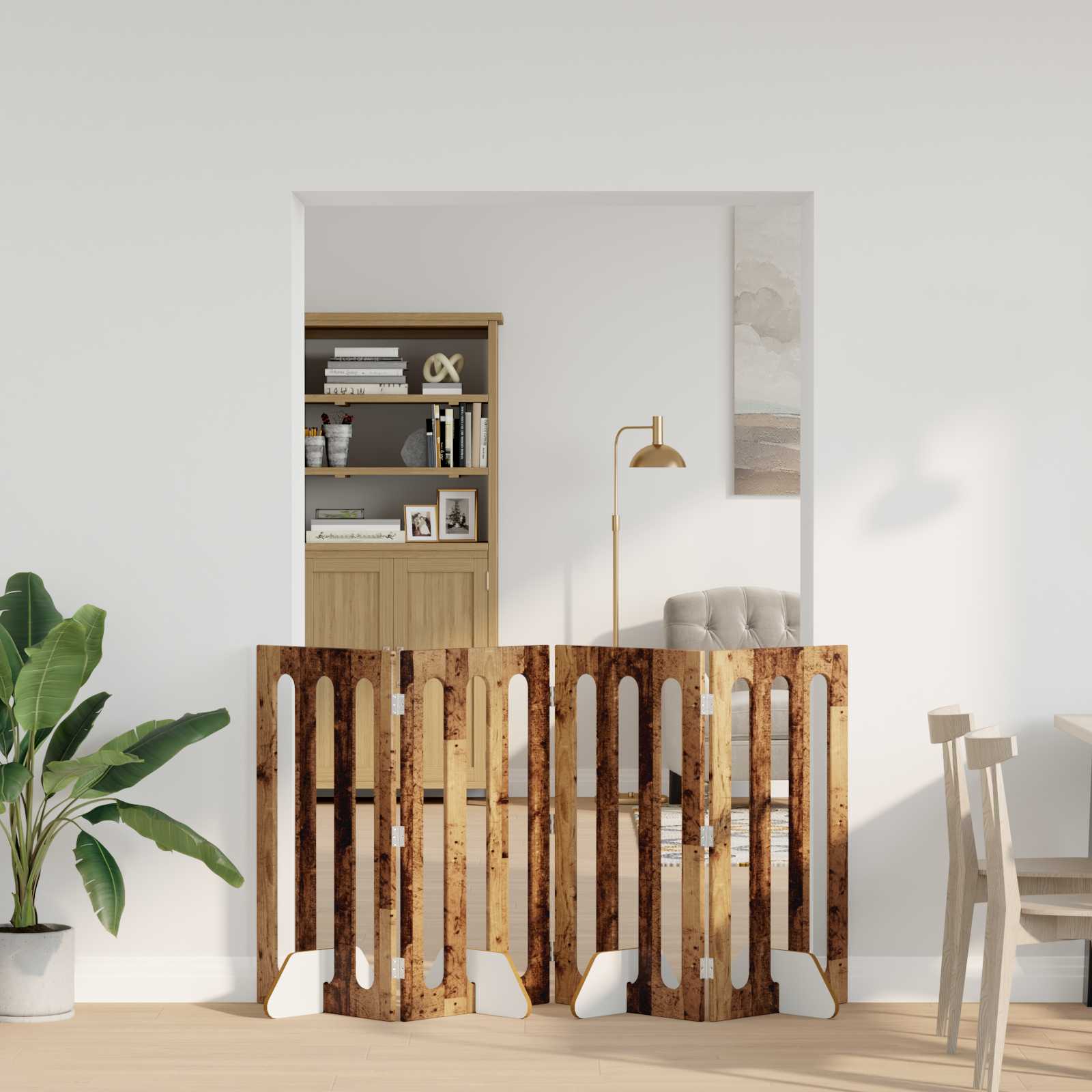 vidaXL Țarc pliabil pentru animale de companie 4 pcs Lemn de stejar