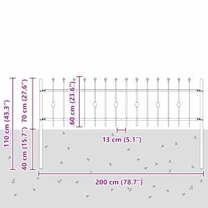 Spike plot Černá 200 x 130 cm Práškově lakovaná ocel - obrázek 7
