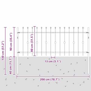 Spike plot Černá 200 x 130 cm Práškově lakovaná ocel - obrázek 7