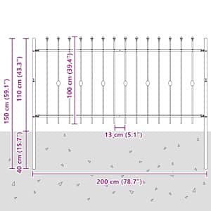 Spike plot Černá 200 x 150 cm Práškově lakovaná ocel - obrázek 7
