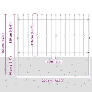 Spike plot Černá 200 x 130 cm Práškově lakovaná ocel - obrázek 7