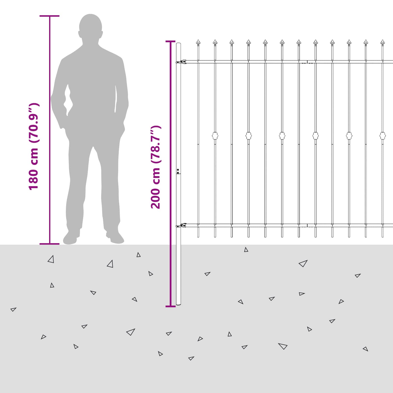Vrh z bodicami Črna 200 x 200 cm Prašno lakirano jeklo - slika 8