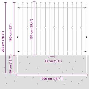 Spike plot Černá 200 x 200 cm Práškově lakovaná ocel - obrázek 7