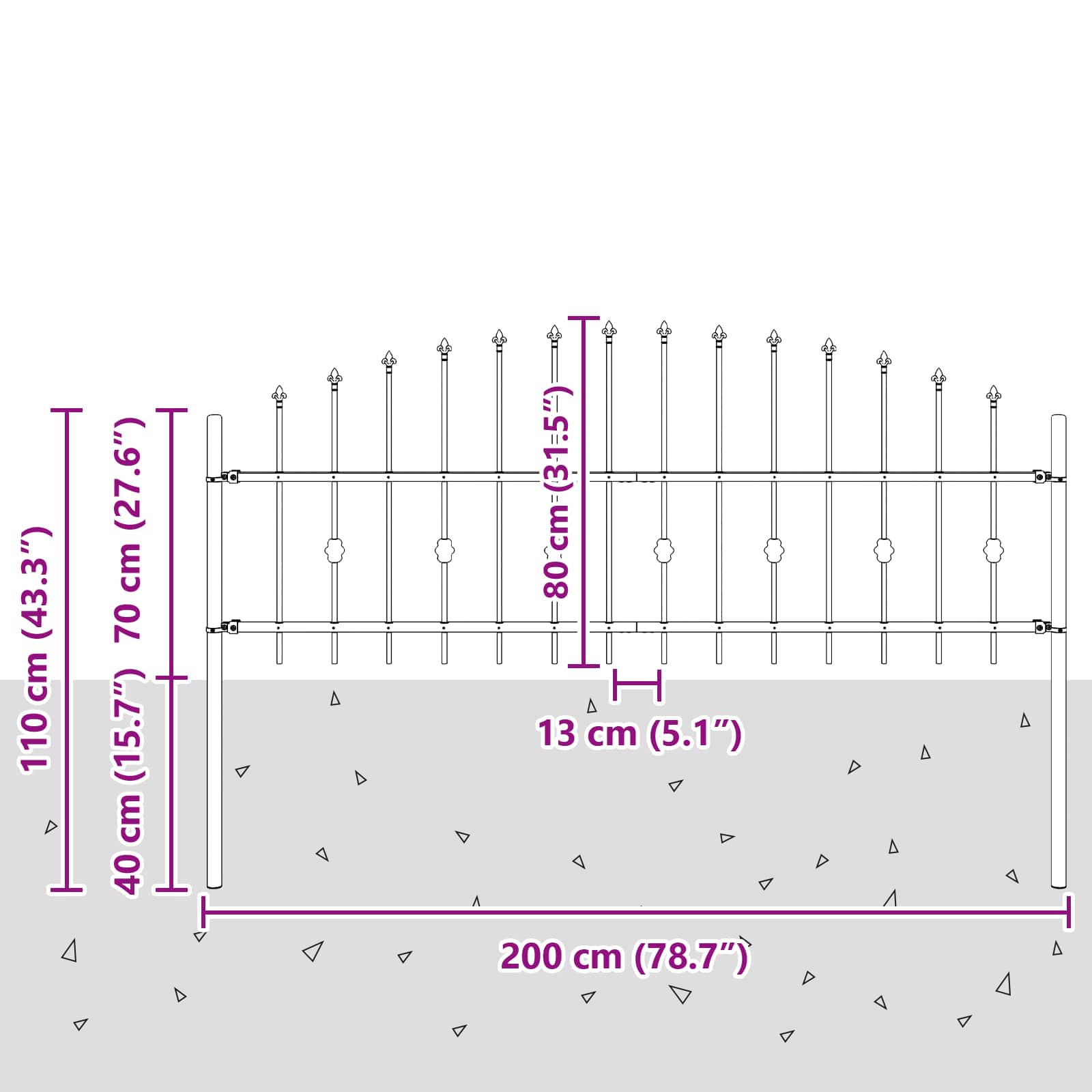 Vrh z bodicami Črna 200 x 130 cm Prašno lakirano jeklo - slika 7