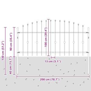 Spike plot Černá 200 x 130 cm Práškově lakovaná ocel - obrázek 7
