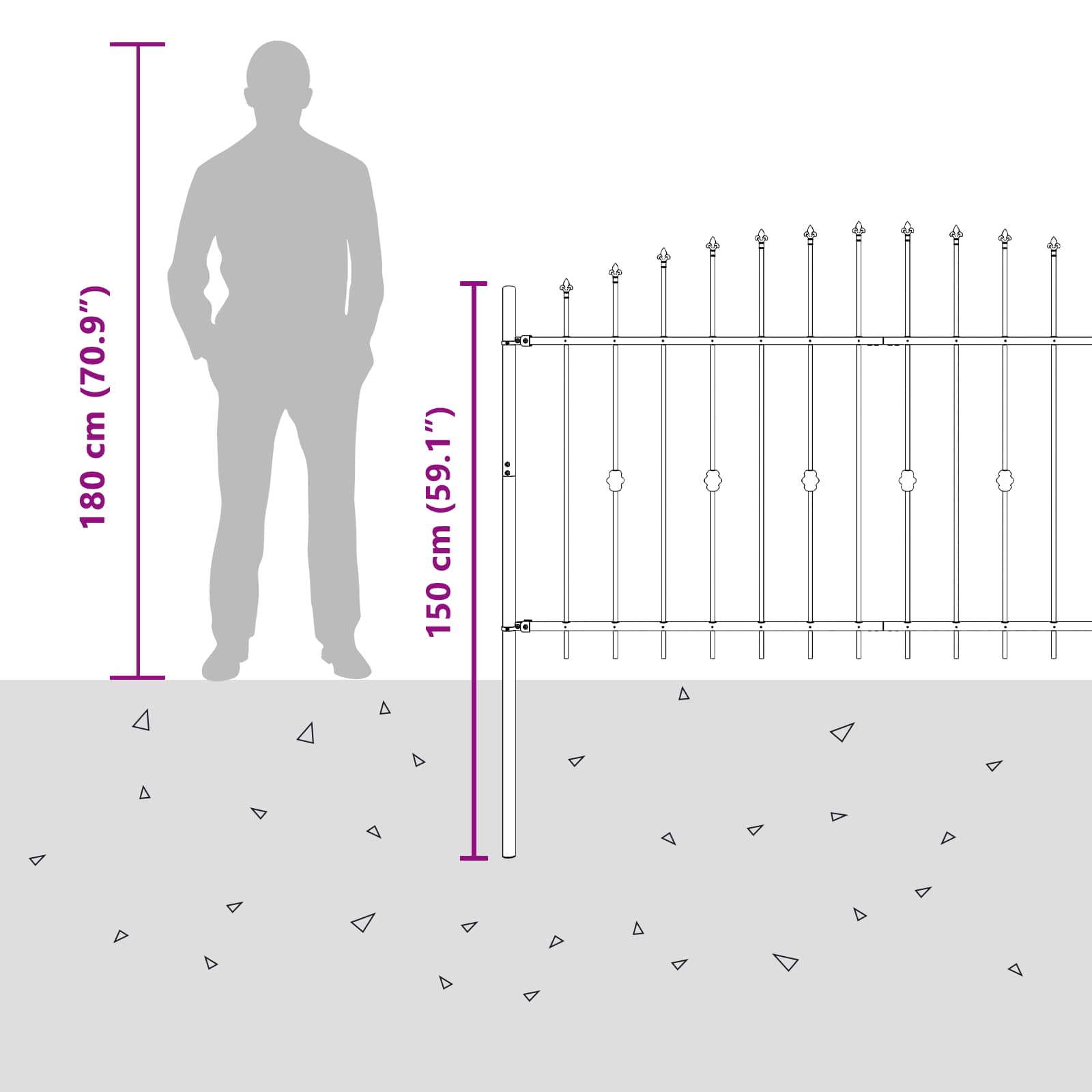 Vrh z bodicami Črna 200 x 150 cm Prašno lakirano jeklo - slika 8