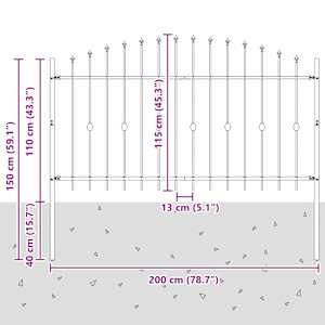 Spike plot Černá 200 x 150 cm Práškově lakovaná ocel - obrázek 7