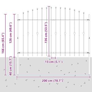 Spike plot Černá 200 x 130 cm Práškově lakovaná ocel - obrázek 7