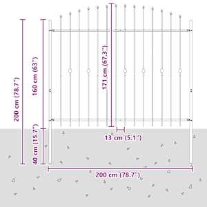 Spike plot Černá 200 x 200 cm Práškově lakovaná ocel - obrázek 7