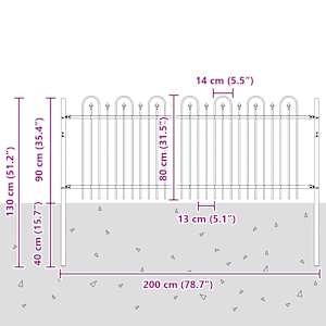Hřebíkový obloukový plot Černá 200 x 130 cm - obrázek 7