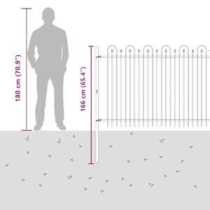 Hřebíkový obloukový plot Černá 200 x 130 cm - obrázek 8