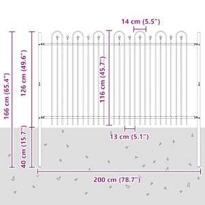 Hřebíkový obloukový plot Černá 200 x 130 cm - obrázek 7