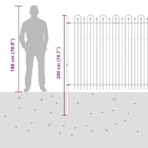 Hřebíkový obloukový plot Černá 200 x 200 cm - obrázek 8