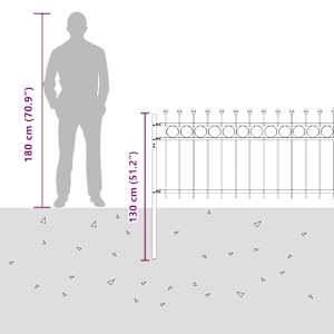 Kruhový plot Černá 200 x 130 cm Práškově lakovaná ocel - obrázek 8