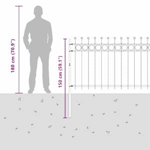 Kruhový plot Černá 200 x 150 cm Práškově lakovaná ocel - obrázek 8