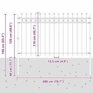 Kruhový plot Černá 200 x 130 cm Práškově lakovaná ocel - obrázek 7