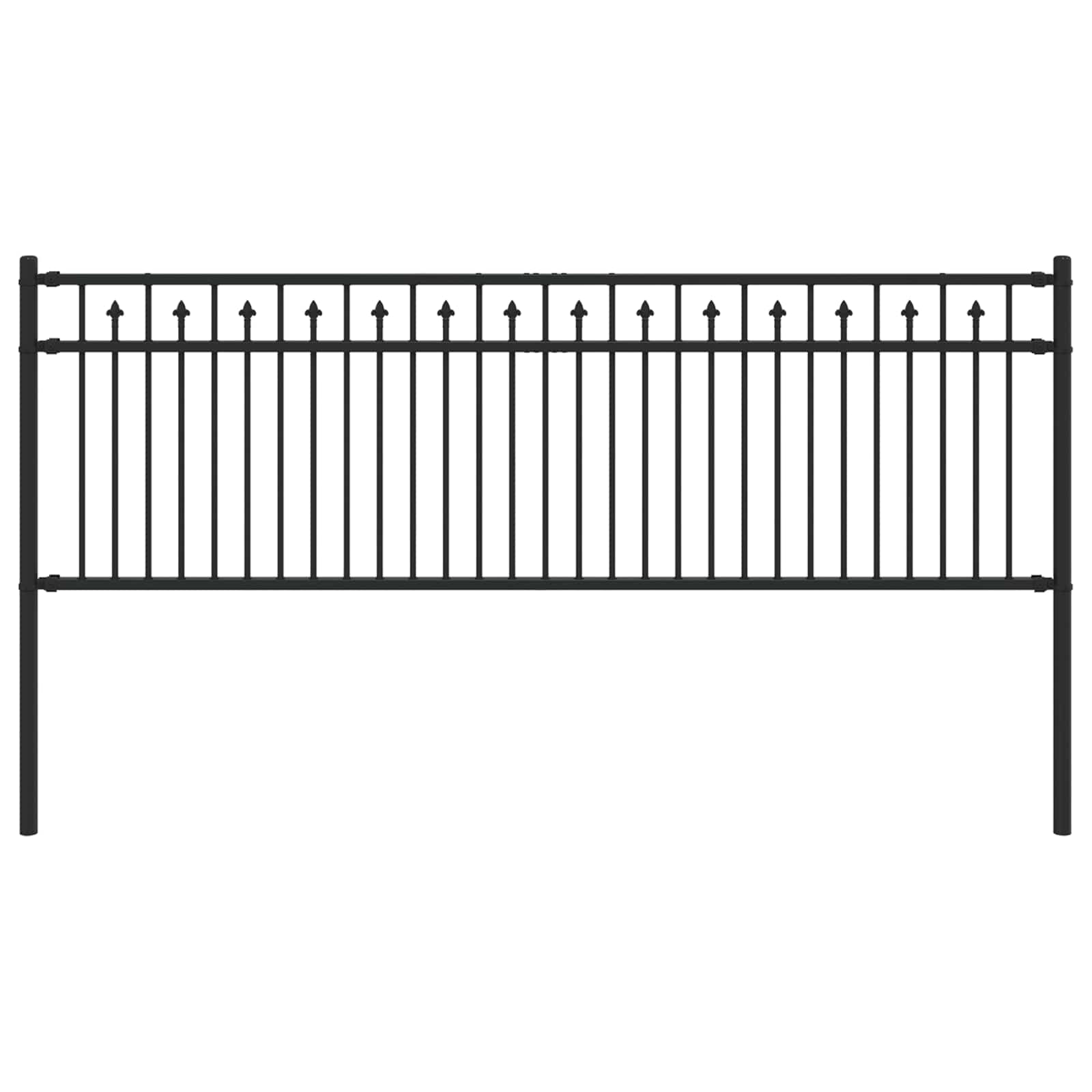 vidaXL Tüske Kerítés Fekete 200 x 110 cm Porszórt acél