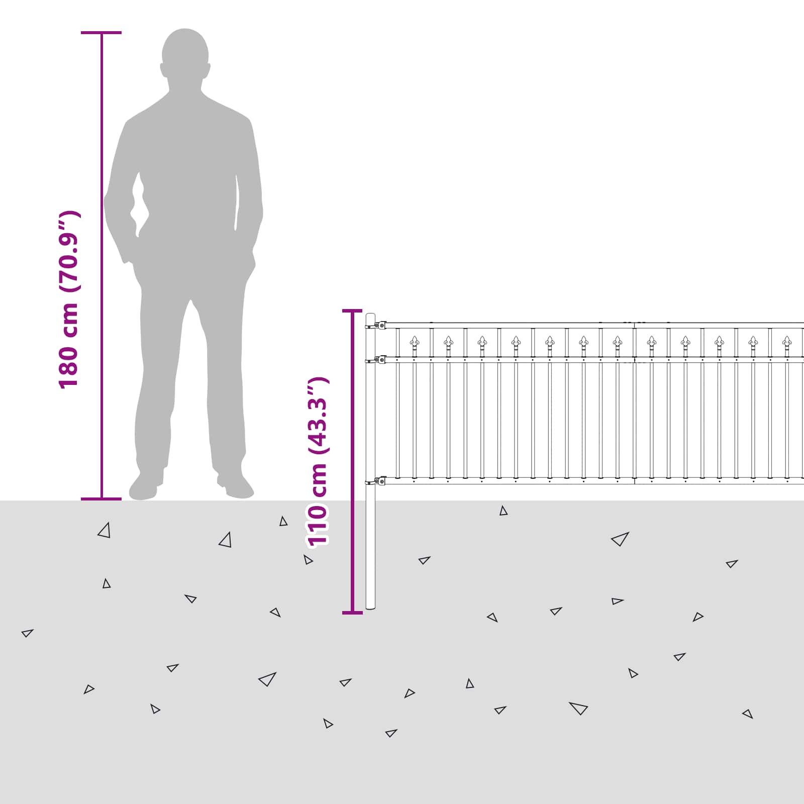 Spike Fence Črna 200 x 110 cm Prašno lakirano jeklo - slika 8