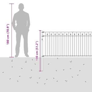 Hřebíkový plot Černá 200 x 130 cm Práškově lakovaná ocel - obrázek 8