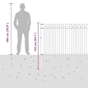 Hřebíkový plot Černá 200 x 150 cm Práškově lakovaná ocel - obrázek 8