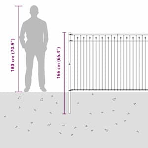 Hřebíkový plot Černá 200 x 166 cm Práškově lakovaná ocel - obrázek 8