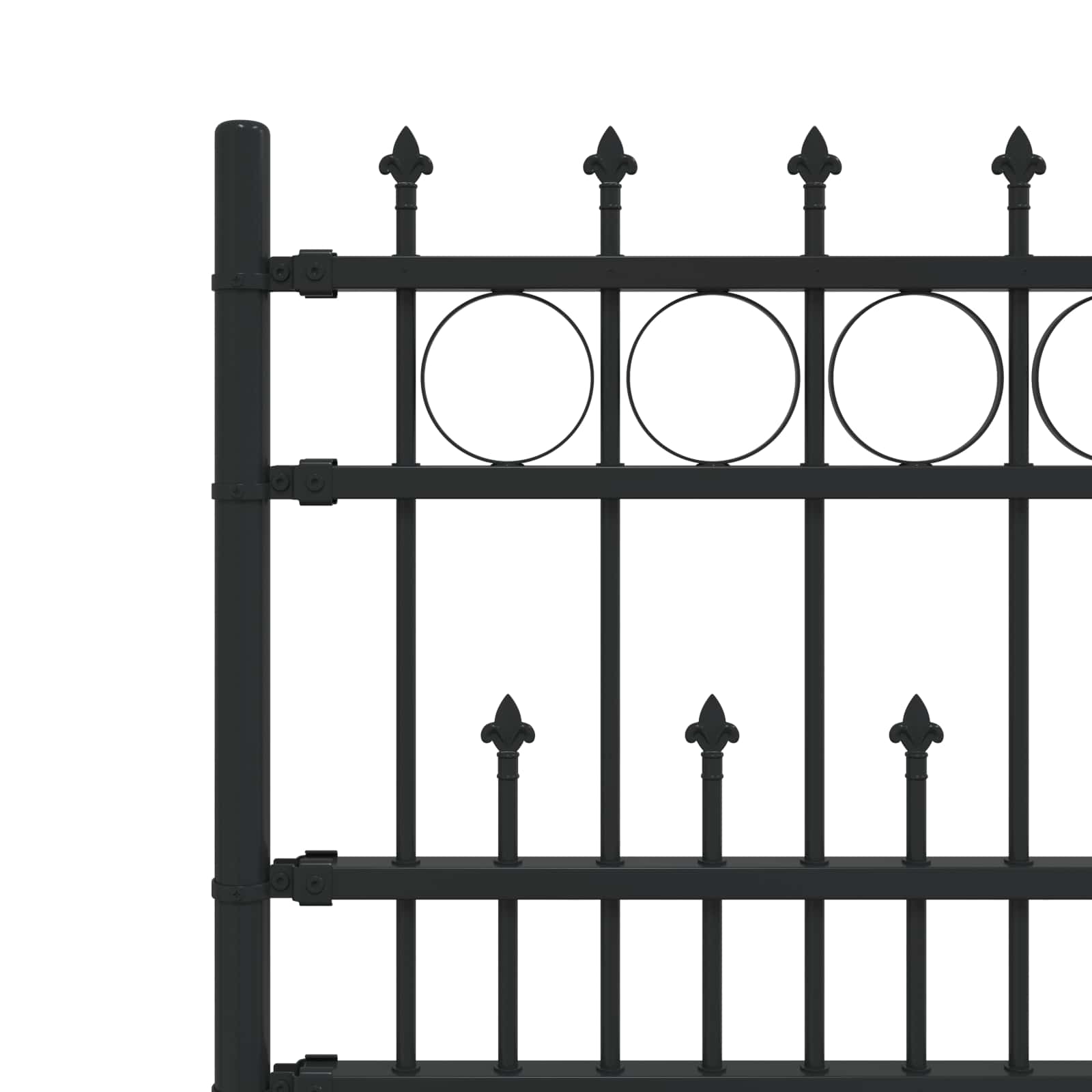 Spike obroč ograje Črna 200 x 130 cm Prašno lakirano jeklo - slika 5