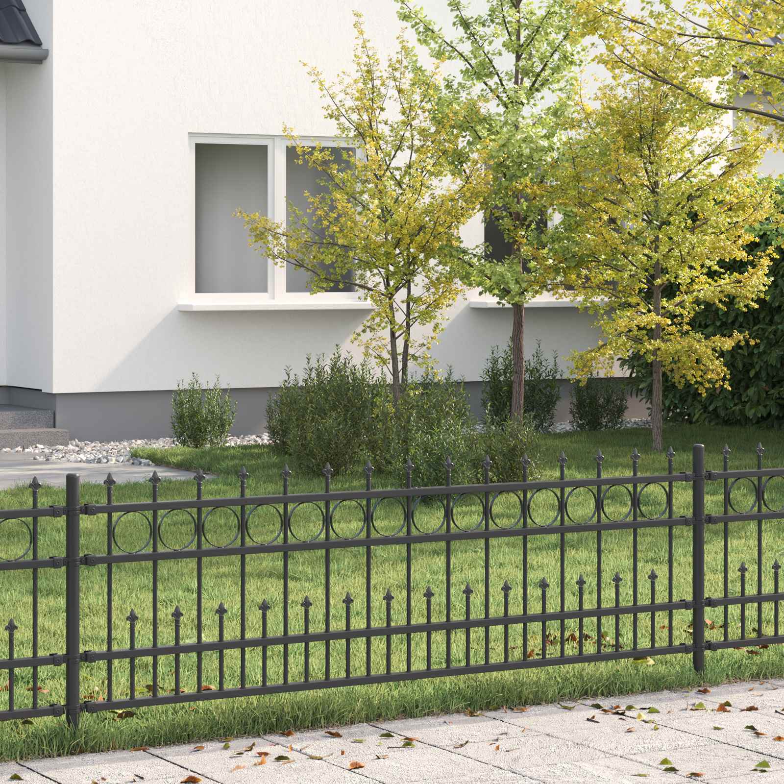 Spike obroč ograje Črna 200 x 130 cm Prašno lakirano jeklo